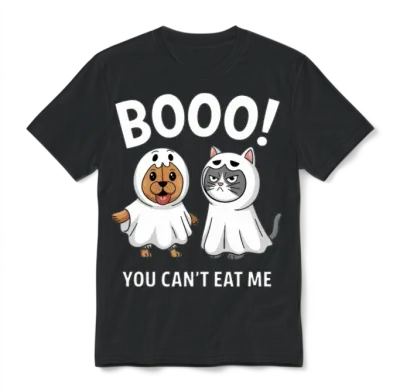 Boo You Can't Eat Me Dogs and Cats Funny Halloween Unisex T-Shirt - Black