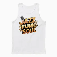 Jazz Funk & Soul - Afro Music Retro Vintage Unisex Tank Top in White - 1
