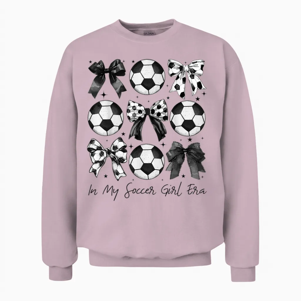 Soccer Shirt in My Soccer Girl Era Retro Groovy Soccer Girl Unisex Sweatshirt in Light Pink