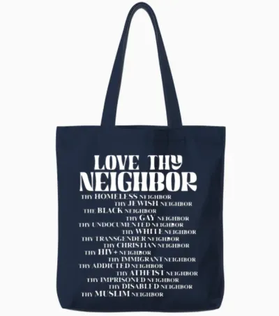 Love Thy Neighbor Tote Bags - Navy