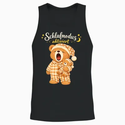 Schlafshirt Nacht Schlafen Schlafanzug Teddybär Schlaf Unisex Tank Top - Black
