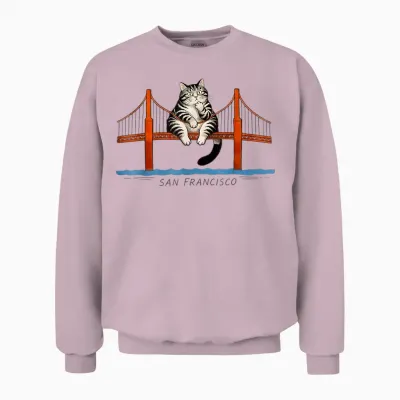San Francisco Cat T-Shirt Golden Gate Bridge Lesebücher Unisex Sweatshirt - Light Pink