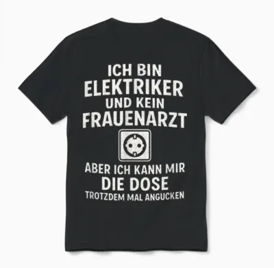 T-Shirt with German Text "ich Bin Elektriker Und Kein Frauenarzt Aber Ich Bin Unisex T-Shirt - Black
