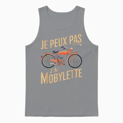 Je Peux Pas J'ai Mobylette Man Funny Motobecane Gift T-Shirt, Black, S Unisex Tank Top - Sport Grey