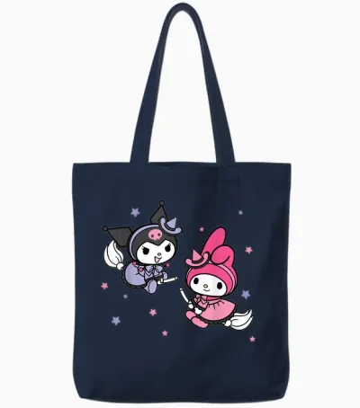 My Melody Kuromi Little Witches Halloween Tote Bags - Navy