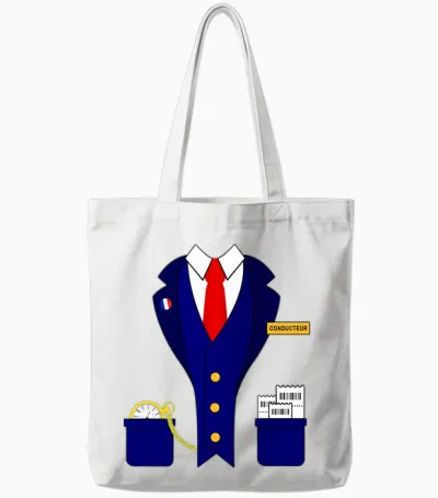 Costume Conducteur Train Locomotive Chemin De Fer Miniature T-Shirt Haut De Gamme Tote Bags - White