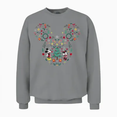 Disney Mickey and Minnie Christmas Mashup Short Sleeve Unisex Sweatshirt - Sport Grey