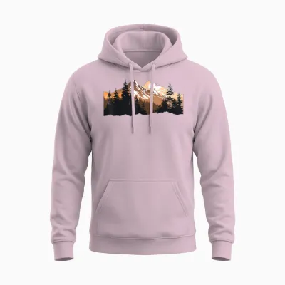 Alps Mountains in the Forest with Trees Nature Mountains Unisex Hoodie - Light Pink