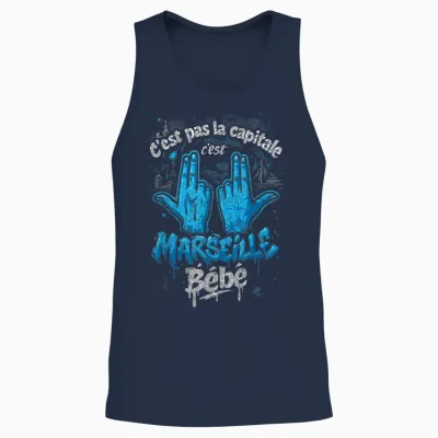 C'est Pas La Capitale C'est Marseille Unisex Tank Top - Navy