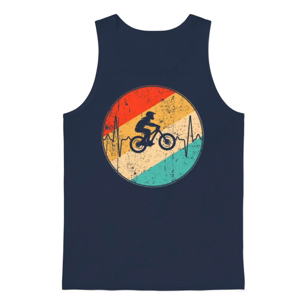 Mountainbike Retro Heartbeat Unisex Tank Top - Navy