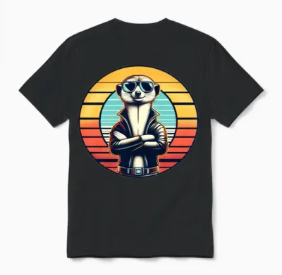 Retro Meerkat Unisex T-Shirt - Black
