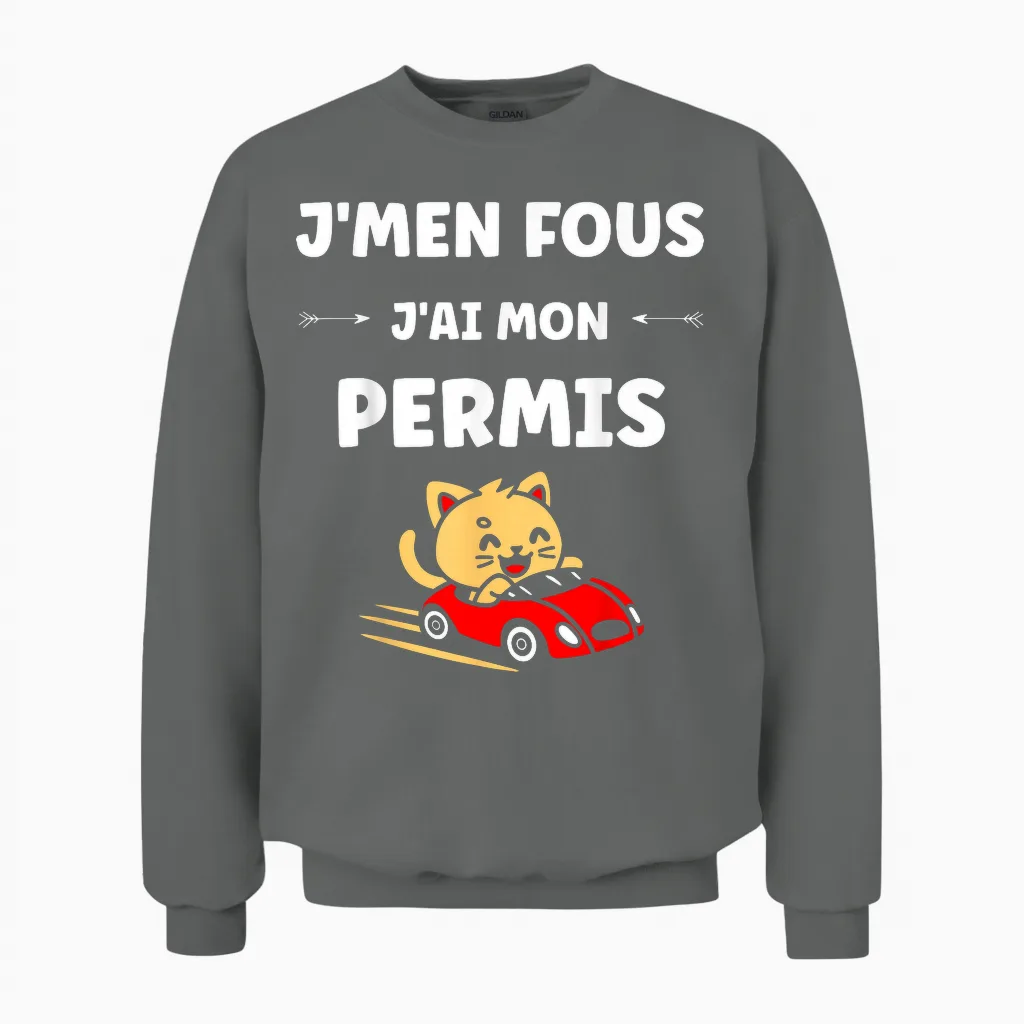 I Don't Care I Have My License Young Humor Driving License Unisex Sweatshirt in Graphite Heather