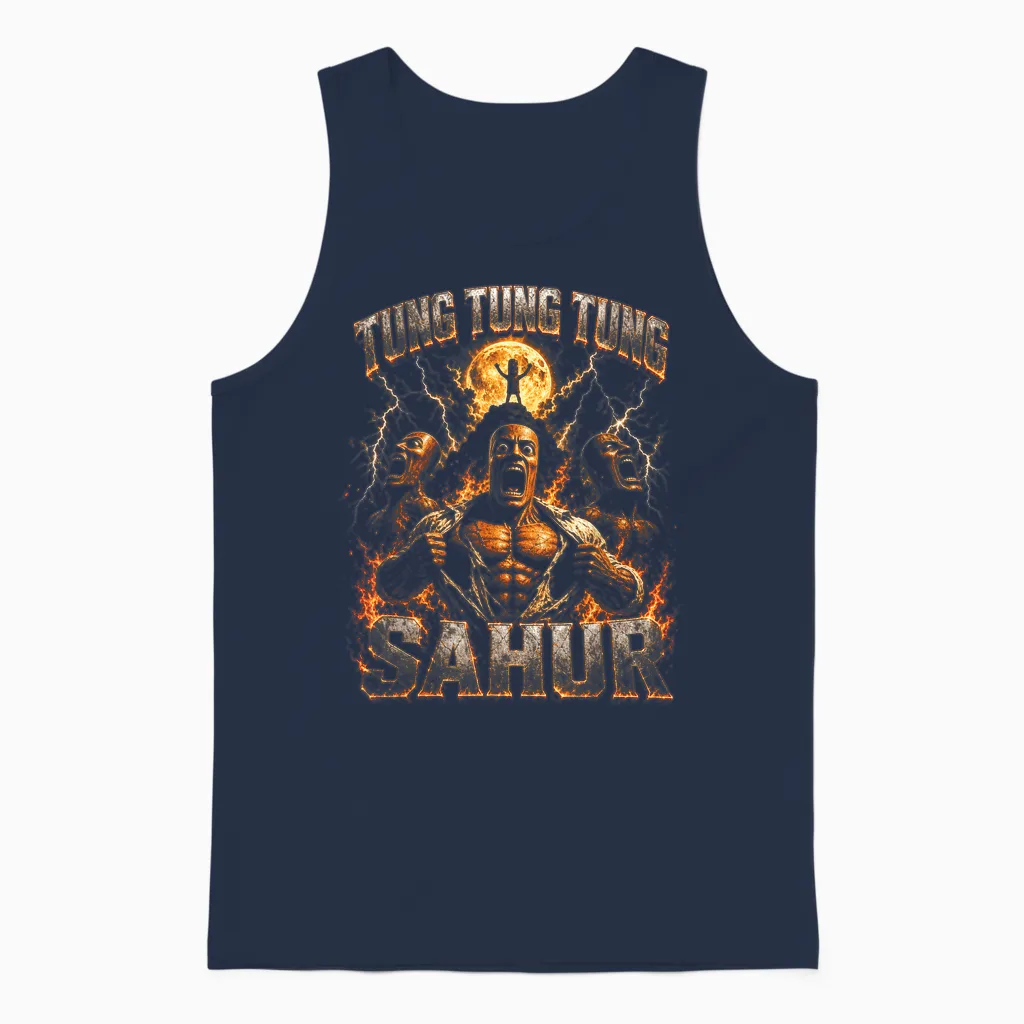 Tung Tung Sahur Funny Unisex Tank Top in Navy
