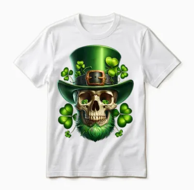 St Patrick's Day Irish Sugar Skull Day of Dead St Patrick's Day Unisex T-Shirt - White