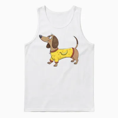 Cute Dog Unisex Tank Top - White