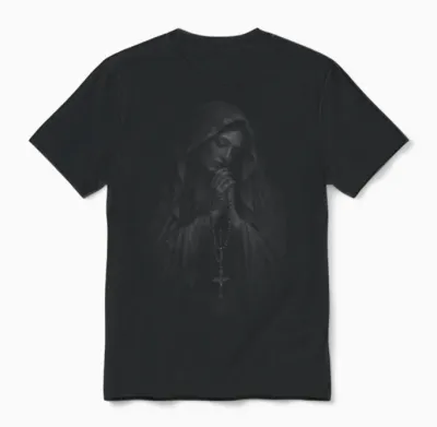 Heilige Mutter Maria Rosenkranz Katholisches Gebetssymbol Unisex T-Shirt - Black