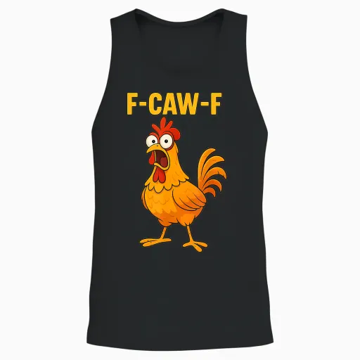 Funny Chicken F-Caw-F Cartoon Fcawf Unisex Tank Top - Black