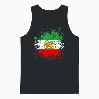 Iran Lion Sun Flag Iran Persian Flag of Iran T-Shirt, Black Unisex Tank Top - Black
