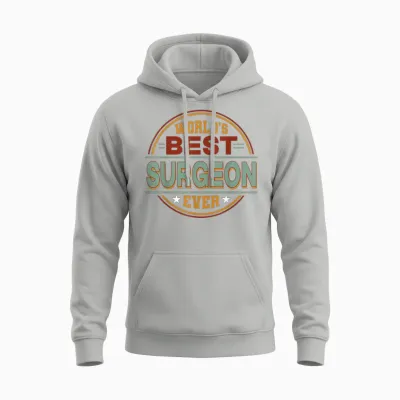 Retro Badge Worlds Best Surgeon Unisex Hoodie - Ash