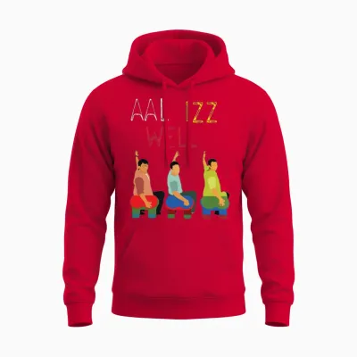 Aal Izz Well Three Idiots Hindi Unisex Hoodie - Red