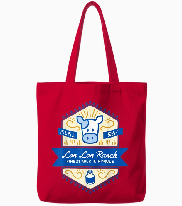 Zelda Lon Lon Ranch Finest Milk in Hyrule T-Shirt Small Tote Bags in Red