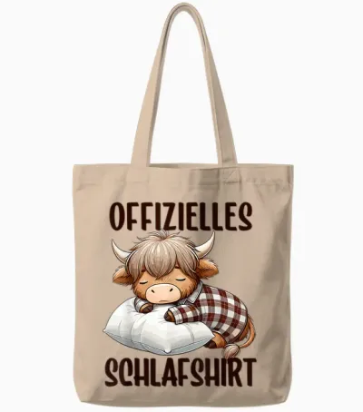 Official Sleep Shirt Highland Cow Highland Cow Sleep T-Shirt, Gray Tote Bags - Natural