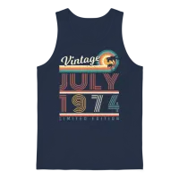 1974 in July Retro Unisex Tank Top - Navy – 1