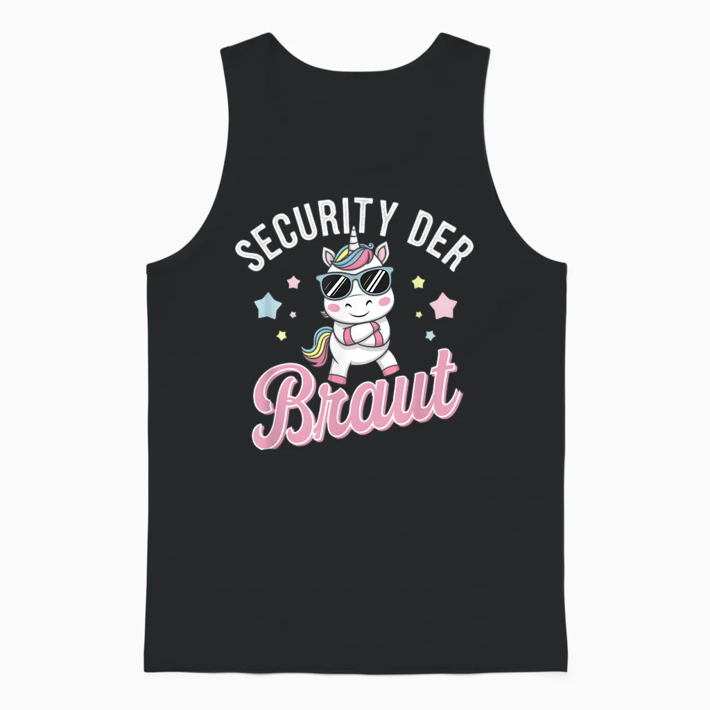 Security Der Braut Lustiges Jga Einhorn Unisex Tank Top in Black