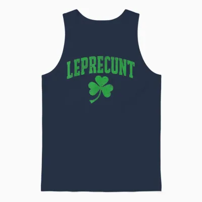 Leprecunt St Patricks Day Women's Leprecunt Irish Shamrock Unisex Tank Top - Navy
