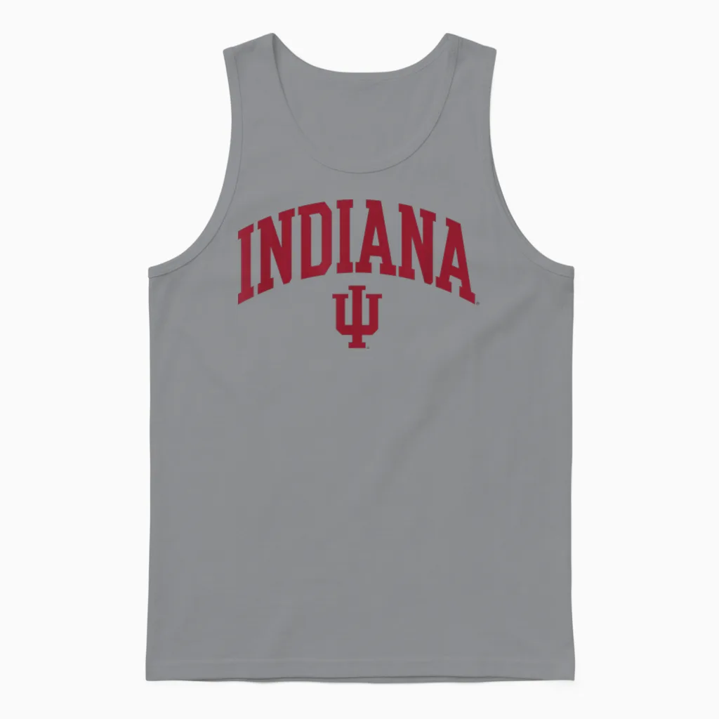 Indiana Hoosiers Arch Over Officially Licensed Unisex Tank Top in Sport Grey