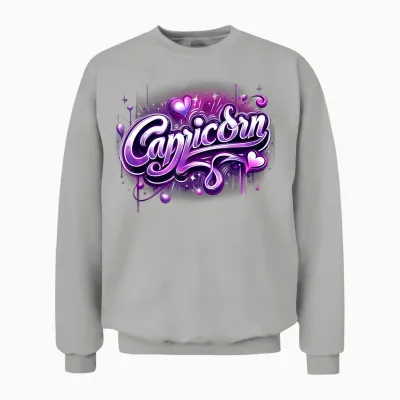 Zodiac Sign Capricorn Pink and Purple Unisex Sweatshirt - Ash