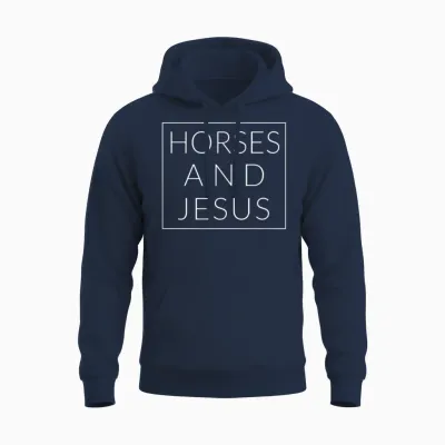 Horses and Jesus Fun Christian Horse Minimal Pony Unisex Hoodie - Navy