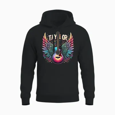 Girl Retro Taylor Custom Name Groovy 80s T-Shirt, Black, S Unisex Hoodie - Black