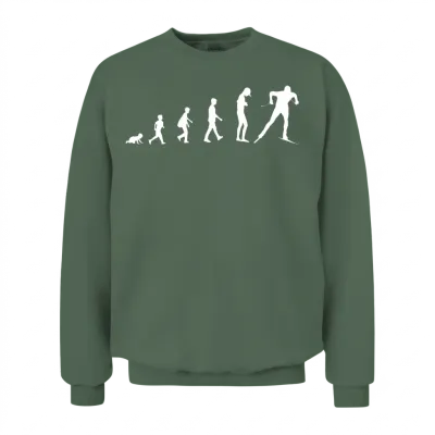 Evolution to Skiing Athlete Silhouette Design Unisex Sweatshirt - Military Green
