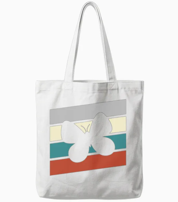 Butterfly Retro Tote Bags in White