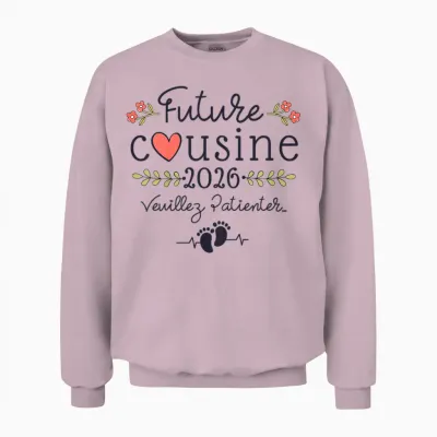 Future Cousin 2026 Announcement Pregnancy, Soon Cousine 2026 Unisex Sweatshirt - Light Pink