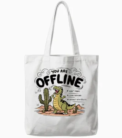 You Are Offline | Funny Dinosaur Tote Bags - White