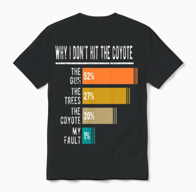 Coyote Hunter Saying Funny Coyote Hunting Unisex T-Shirt in Black