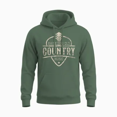 Raised on Old Country Music 80s 90s Vintage Southern Music Unisex Hoodie - Military Green