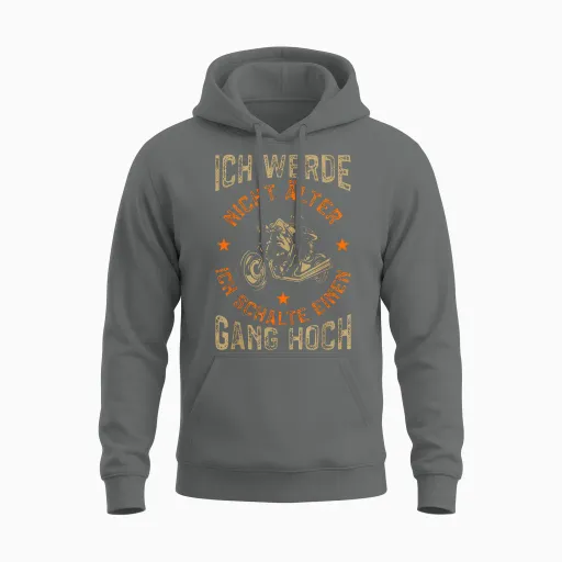 Men's Motorcycle T-Shirt Ich Werde Nicht Alter Motorcycle Rider Funny Biker T-Shirt, Black Unisex Hoodie in Graphite Heather