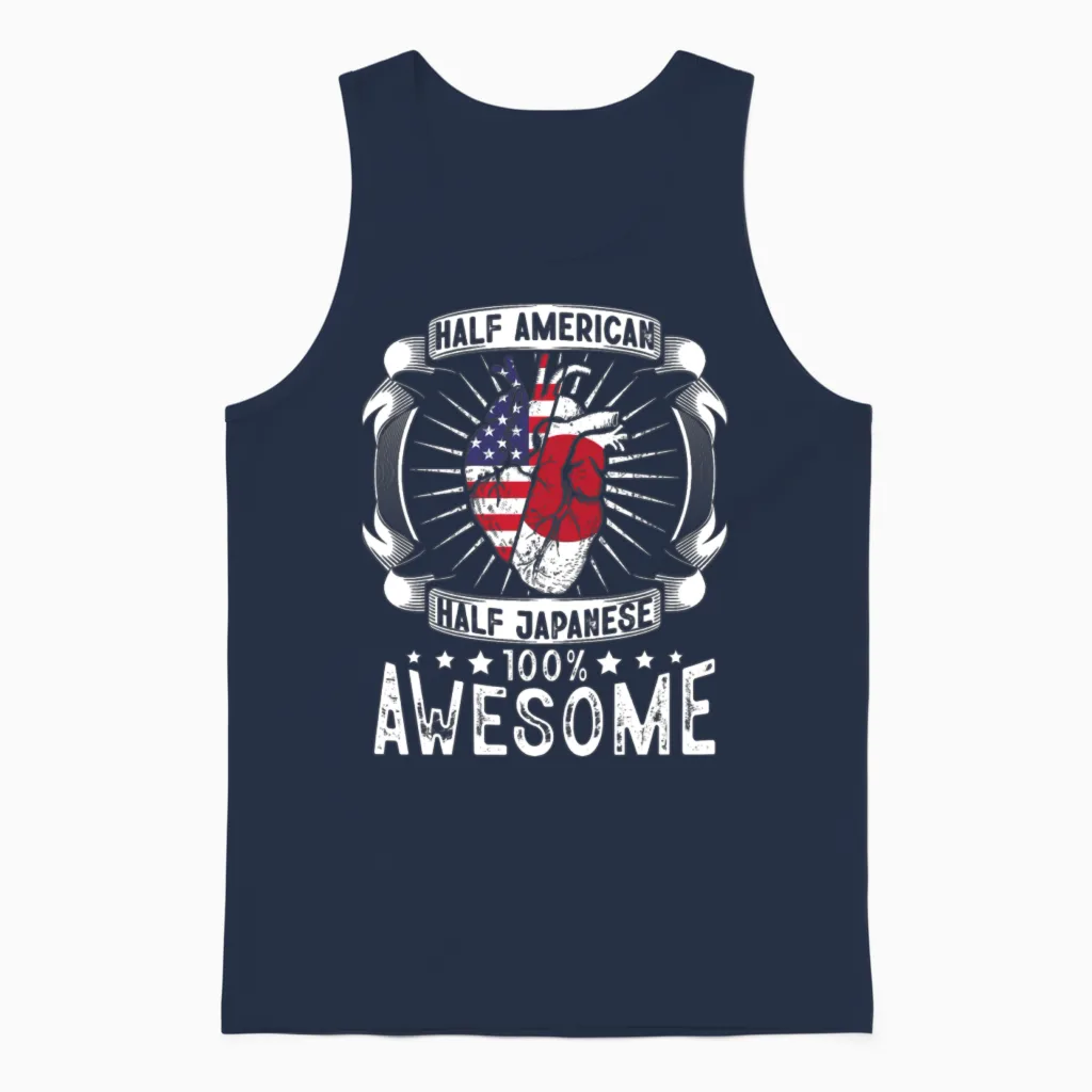Japan Usa Flag - Half American Half Japanese Unisex Tank Top in Navy