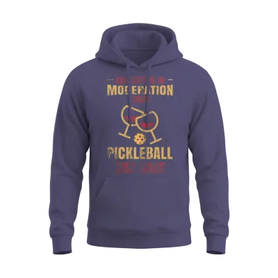 Pickleball and Wine Funny Pickleball Unisex Hoodie - Heather Sport Dark Navy