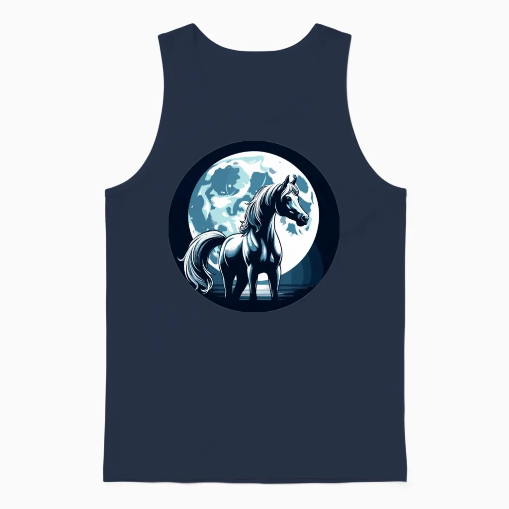 Arabian Horse Art Lovers Gift Unisex Tank Top in Navy