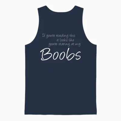 Breasts Funny Tits Saying Unisex Tank Top - Navy