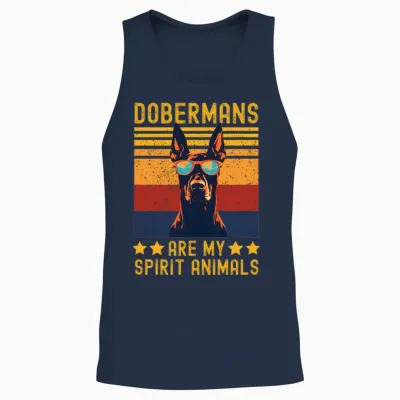 Doberman with Sunglasses Retro Unisex Tank Top - Navy