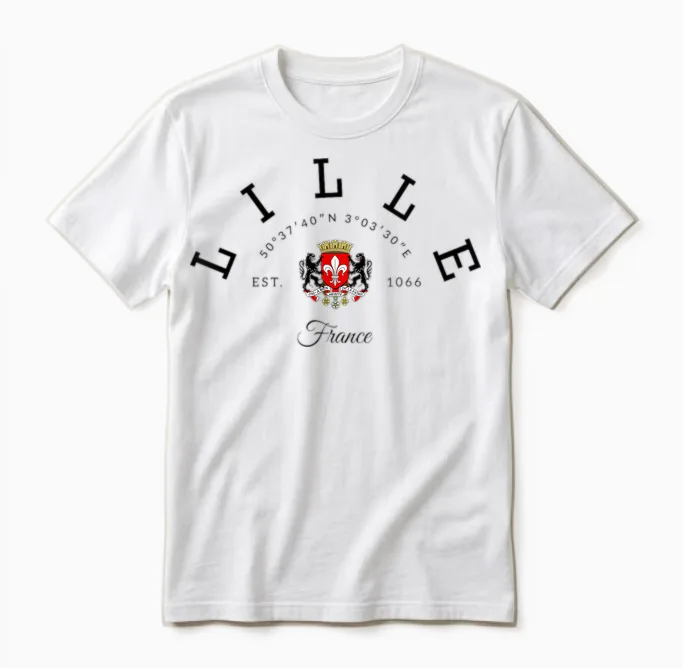 Lille France Souvenir Lille Gift Lille Fan Travel France Unisex T-Shirt in White