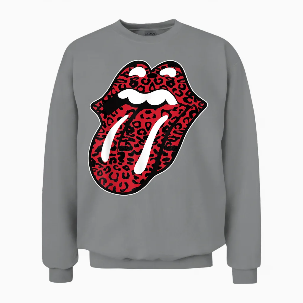 Offizielle the Rolling Stones Leopardenzunge T-Shirt, Schwarz, Unisex Erwachsene, Unisex-Kinder, Kurzarm, T-Shirt, S, Eu 38/40 Unisex Sweatshirt in Sport Grey
