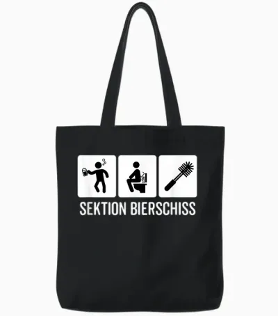 Sektion Bierschiss Antisozial Asozial Lustiges Assi T-Shirt - Damen - Unisex-Erwachsene - Schwarz - Small - Kurzarm - Cartoon-T-Shirt Tote Bags - Black