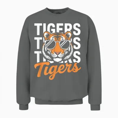 Retro Tigers Shirt Inspirational Athletic Name Design Tigers Unisex Sweatshirt - Graphite Heather
