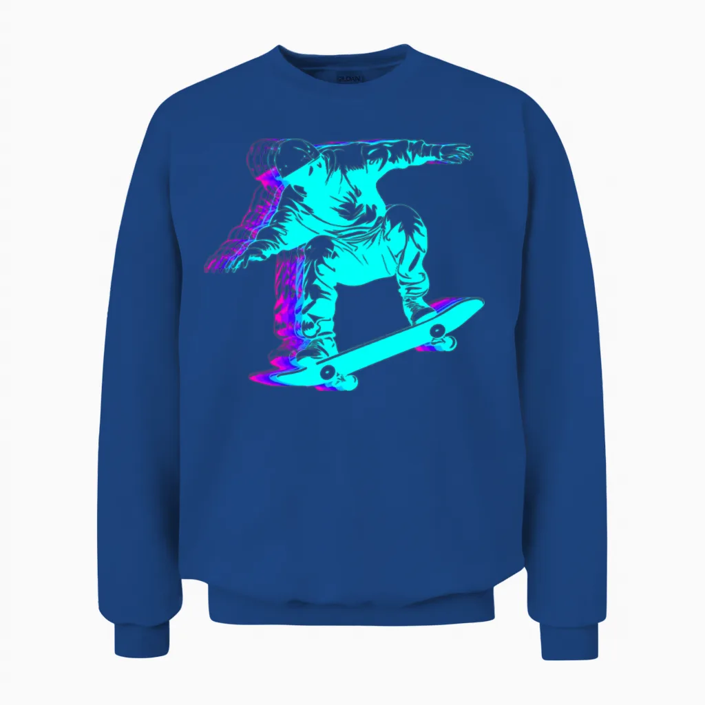 Retro Skateboarding Skateboarder Skateboard Unisex Sweatshirt in Royal
